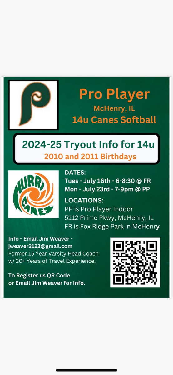 14u Canes tryout information.  We play a modified schedule (60-65 games last year) that works well for multi sport athletes.  Head coach was head varsity coach for 15 years.  Get registered.