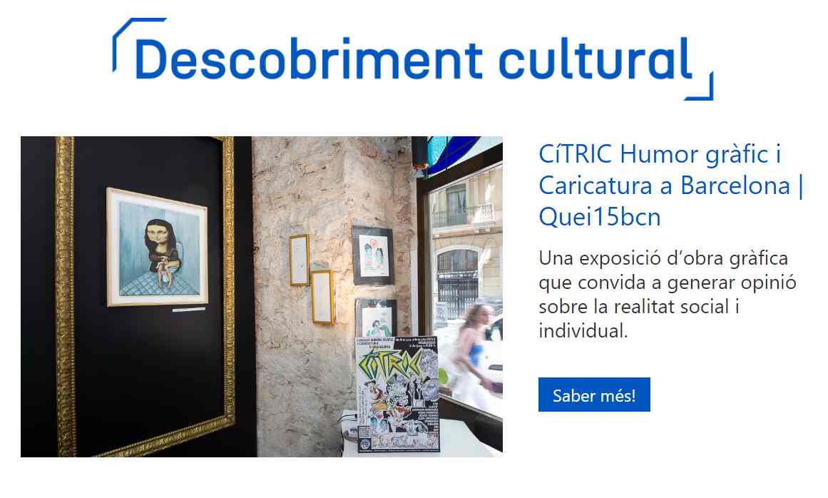 Quei15bcn's tweet photo. Sembla que ser #Cítric, perdó, crític, torna a estar ben vist pels mitjans!
Ahir sortíem al #TV3notícies amb la #festadelacaricatura i avui al butlletí del @22networkbcn 
La premsa necessita talents per combatre l'autocensura amb humor. 
+ 10 autors a:
👇
https://t.co/sDIYHrEjvm https://t.co/XK7biyf5M1