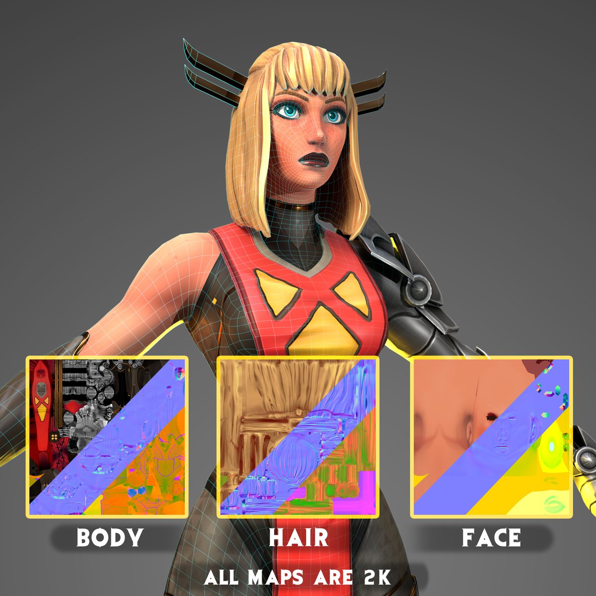 AXantal's tweet photo. 1/2 Ya está acabada, Magik en el estilo de Fortnite, basada en el rediseño de @kristaferanka para la FlameCon del 2017.
Dejo el link al post de Artstation: https://t.co/QuJ0zFBXf1

#Fortnite #Marvel #blender #Painter #MCU #season4 #fanart #games #xmen #gameready #characterart https://t.co/IdUNFAaIuV