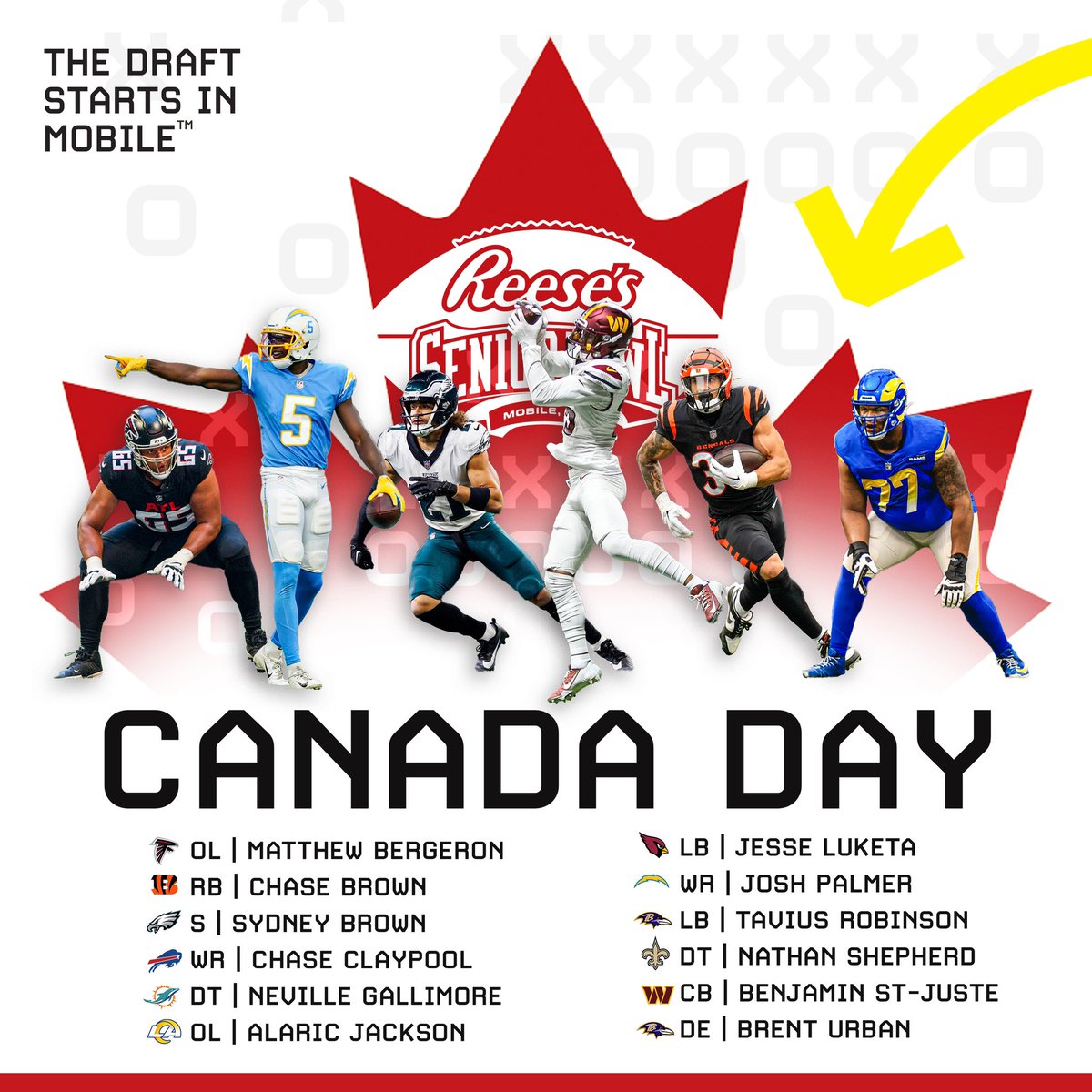 #HappyCanadaDay to our Canadian Senior Bowl alumni in the #NFL! 🇨🇦

#TheDraftStartsInMOBILE™️