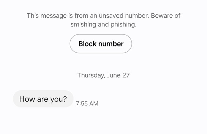 An old scam is making it's rounds. Them texting random numbers and saying random shit hoping you respond