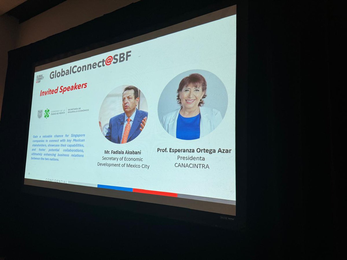 Nuestro titular <a href="/FadlalaAkabani/">Fadlala Akabani</a> participó junto a <a href="/agarcialopezl/">Agustín García-López</a>
Embajador de México en Singapur y <a href="/ESPEAZAR/">Esperanza Ortega Azar</a> presidenta de <a href="/CANACINTRAMex/">CANACINTRA México</a> en el Global Connect@d SBF, evento en el que conversó sobre áreas de oportunidad en la relación comercial entre la Ciudad de México y Singapur