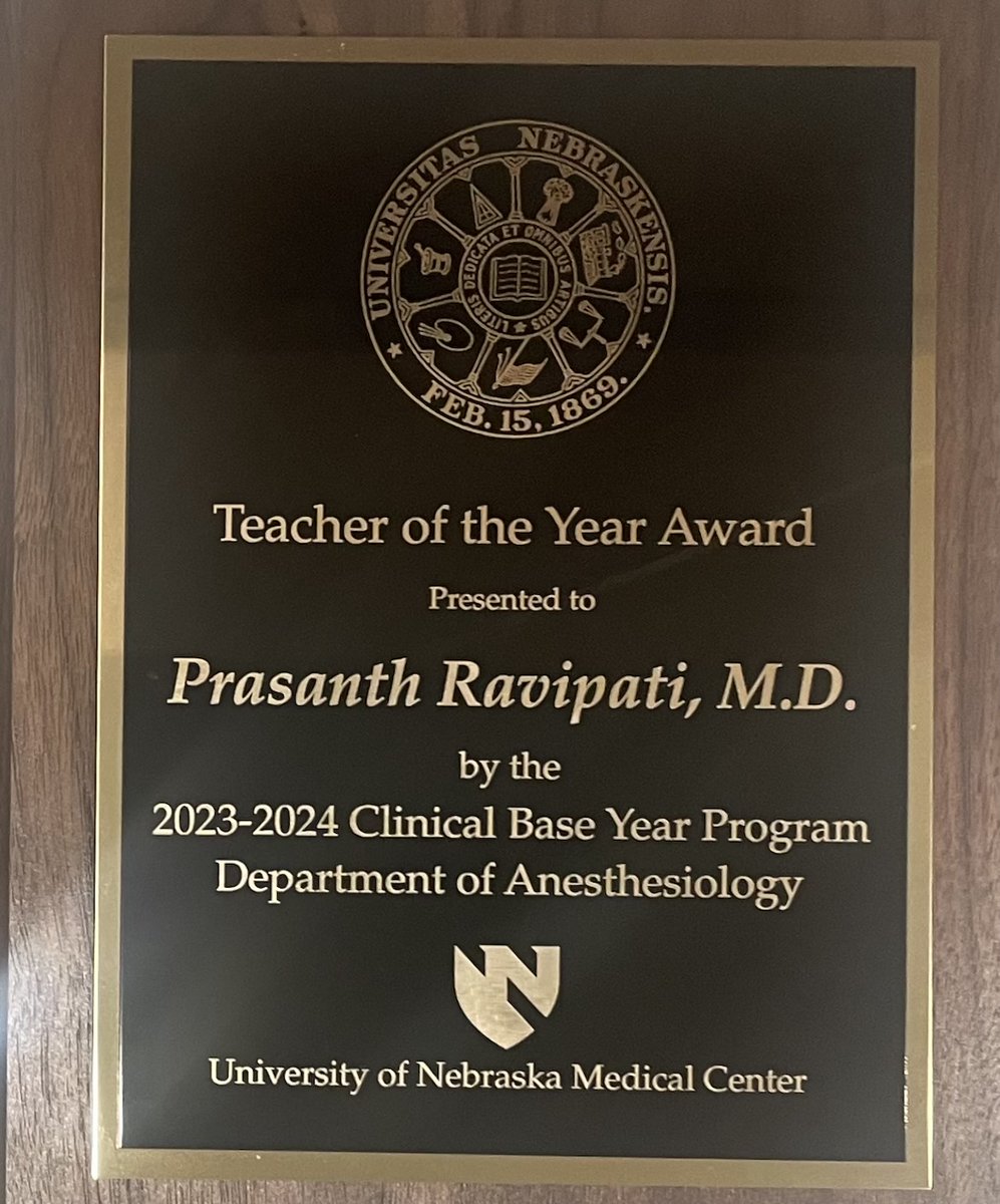 UNMC Kidney (@unmckidney) on Twitter photo Congratulations to Dr. Ravipati for being named the <a href="/UNMCanesthesia/">UNMC Anesthesiology</a> Clinical Base Year Program Teacher of the Year!!!
We are so fortunate to have Dr. Ravipati's energy, knowledge, and wisdom and super happy that he teaches so many learners <a href="/UNMC_IM/">UNMC Department of Internal Medicine</a>!!! Congratulations to Dr. Ravipati for being named the <a href="/UNMCanesthesia/">UNMC Anesthesiology</a> Clinical Base Year Program Teacher of the Year!!!
We are so fortunate to have Dr. Ravipati's energy, knowledge, and wisdom and super happy that he teaches so many learners <a href="/UNMC_IM/">UNMC Department of Internal Medicine</a>!!!