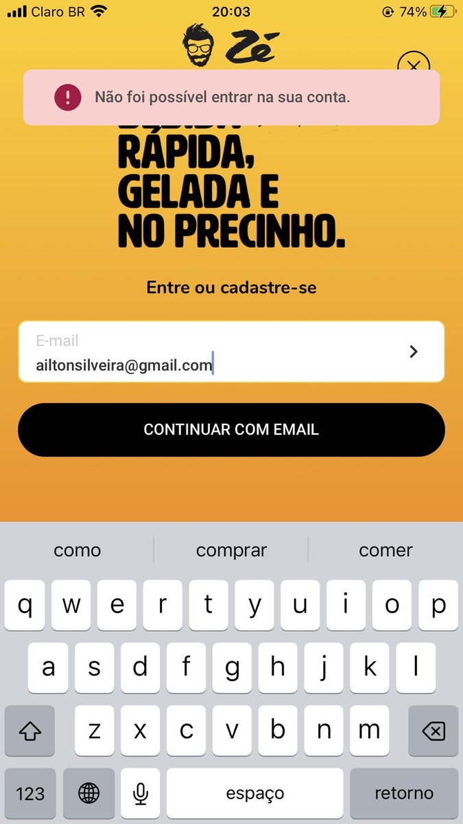 ailtonsilveira's tweet photo. @ZeDelivery Tá foda hein https://t.co/E9Cae9yT3y