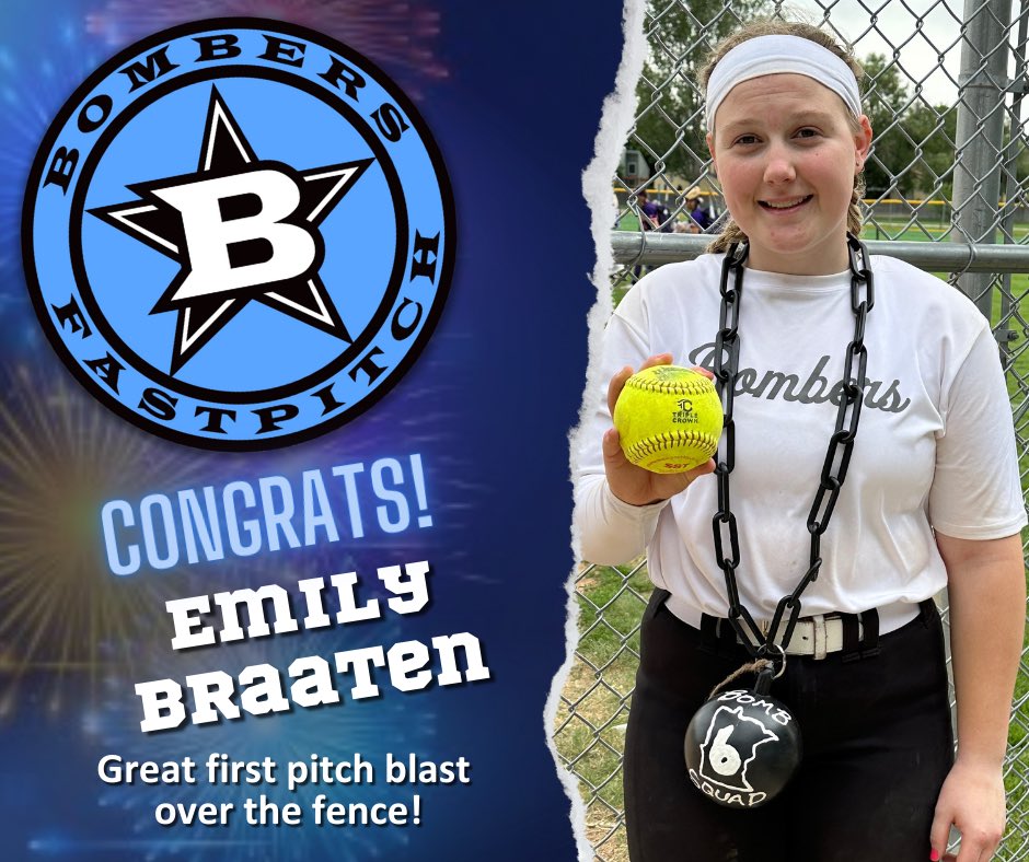 Way to send that first pitch over the fence <a href="/EmBraaten2026/">Emily Braaten</a> ! <a href="/MnBombers/">Minnesota Bombers</a> <a href="/BoulderIDT/">Boulder IDT</a> <a href="/bombers_fp/">Bombers Fastpitch</a>