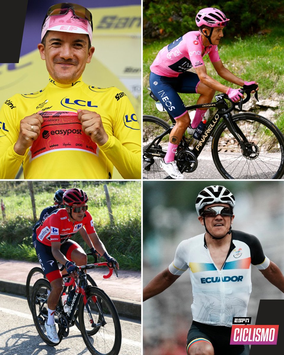 ESPNEcuador's tweet photo. 🚴‍♀️ ¡UNA LEYENDA VIVA! 🔝

🇪🇨 Richard #Carapaz ganó el Giro de Italia en 2019, la medalla de oro en los Olímpicos de 2020+1 y ha sido líder en La Vuelta a España y desde esta mañana es primero en el #TourDeFrance  ¿Queda algo más para agregar? https://t.co/LMqByoiaKJ