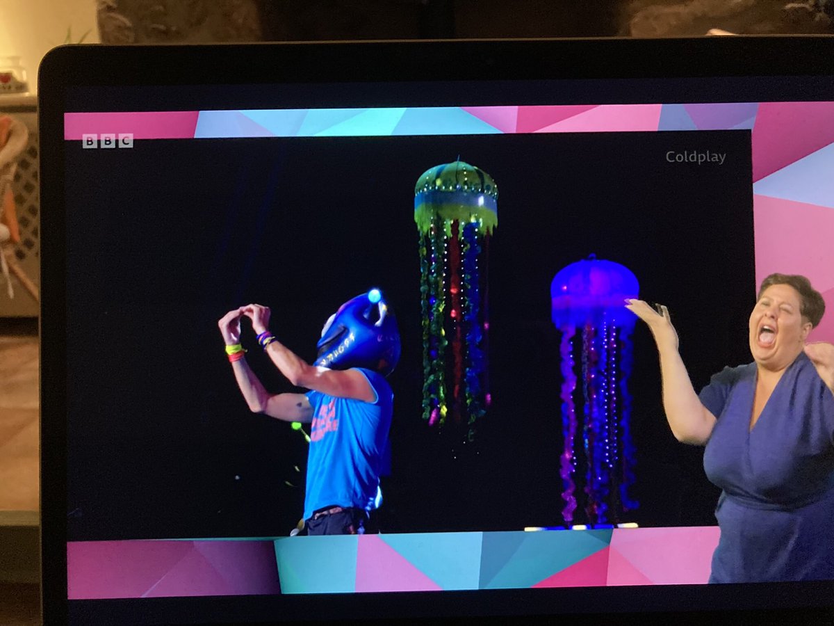 sarah_hercod's tweet photo. @hwallop @evolvemusicuk @bbcglasto I’m sure I wasn’t the only deaf person to be absolutely blown away by the inclusiveness of this year’s Glasto coverage. With my hearing aids connected to my laptop and the BSL interpretation, I savoured every second of Coldplay’s headline event. Thanks @coldplay @SignatureDeaf 🙏 https://t.co/TMvJpIPVZb