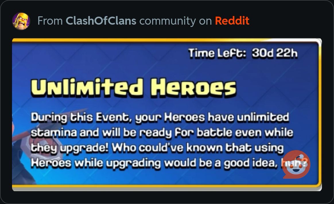 Noobs_Family's tweet photo. What an exciting event!! Wonder if we are going to see bigger wars during it 🤔

#ClashOfClans #UnlimitedHero #HeroUpgrade #ClashOn #war #CoCEvent #HeroPower #ClashOfHeroes #CoCCommunity #EpicUpgrades #StrategyGame #MobileGaming #GamerLife #CoCStrategy https://t.co/F7vjyFfZn7