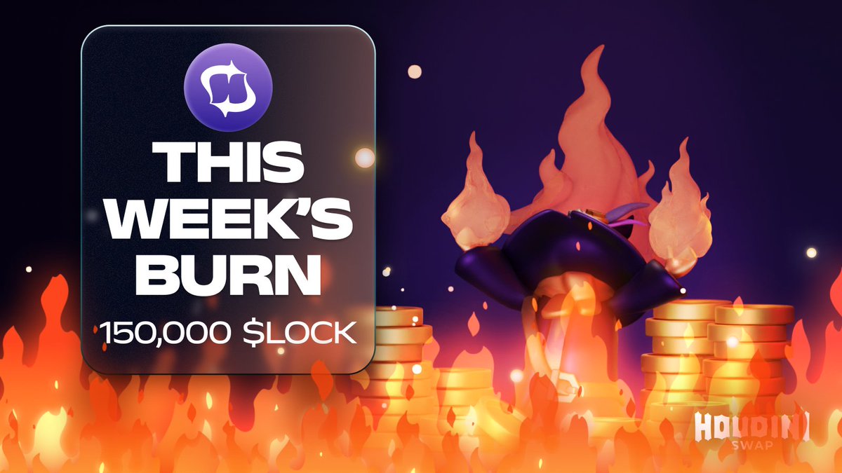 HoudiniSwap's tweet image. With less than a week until our v3 launch things are heating up so it only made sense to burn some $LOCK.
Another 150,000 $LOCK were thrown into the furnace.

TX Hash: 0xc598d24f382cd54c792bd617ea2ee5cf770642c867eeb60b35f07ccb5c374aaa

Follow the total burn amount here ⬇️…