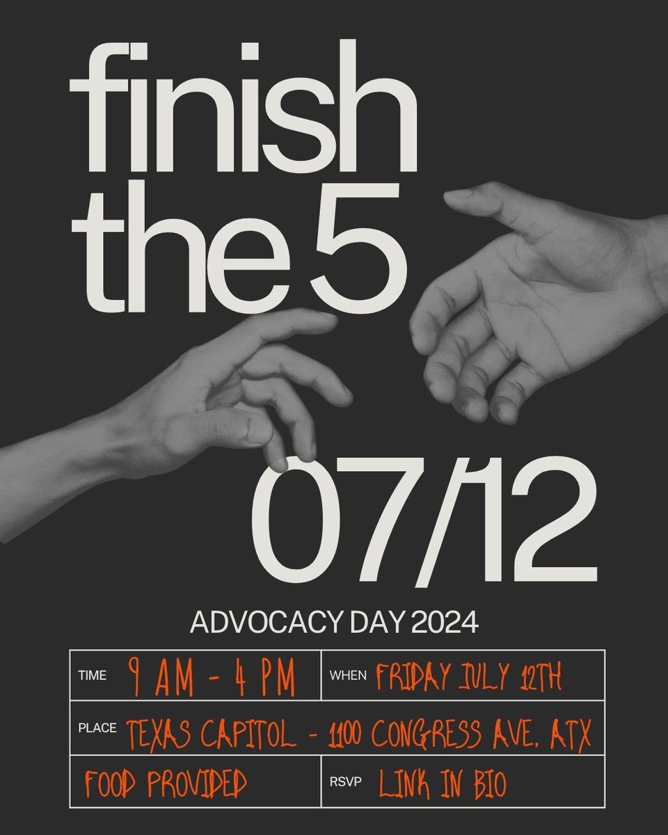 finishthefive's tweet photo. We are two weeks from our Advocacy Day!  We have fun things lined up for the day such as Advocacy, policy, and storytelling training that will be provided by an incredible line up of leaders, then, we’ll head into the halls of the Capitol together to visit with our elected reps. https://t.co/TqATGRHlXg