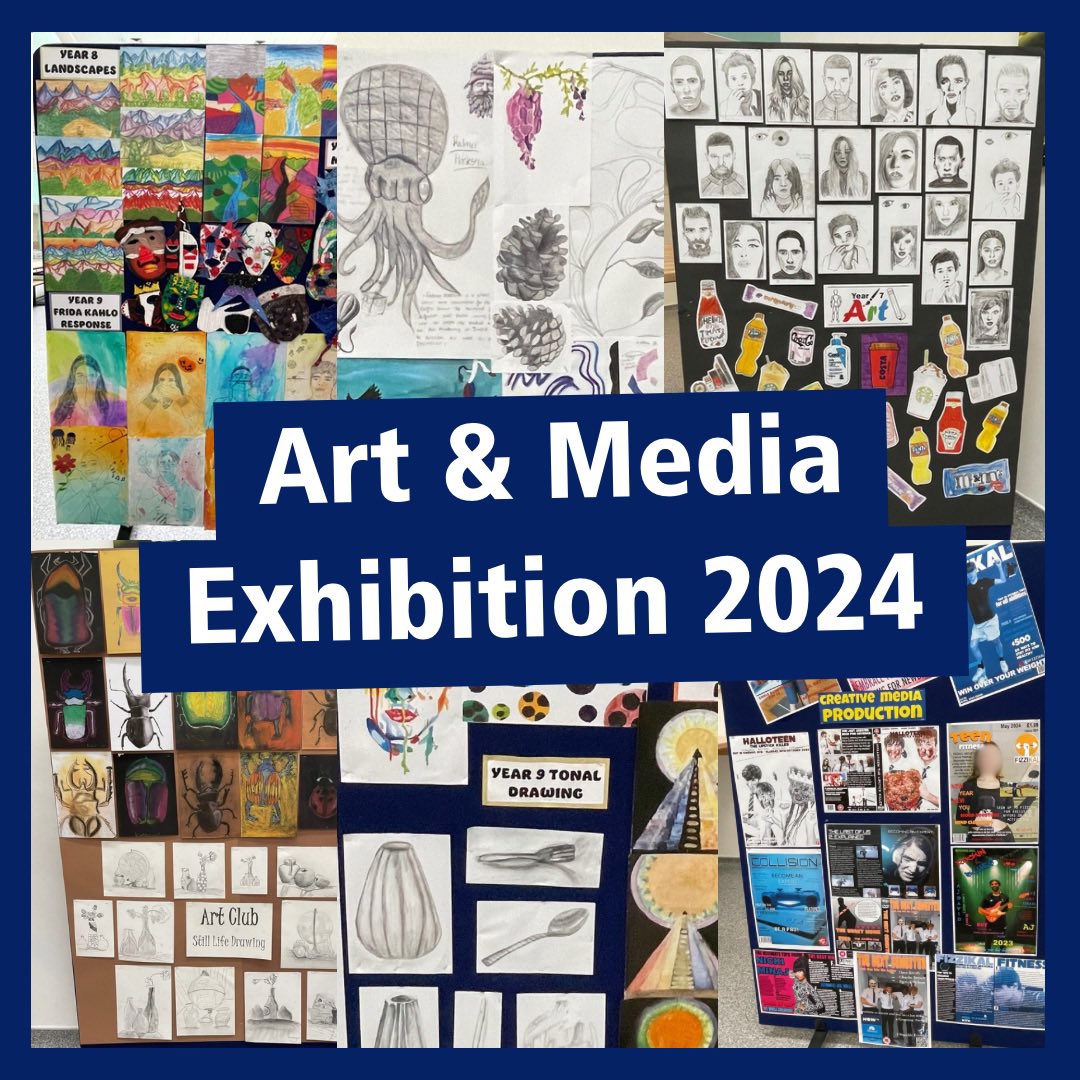 CVAProStudies's tweet photo. Our 2024 Art and Creative Media Exhibition is now up in the school atrium for Staff, Students and parents to view. It will be on display throughout the Music Showcase and HSM performances this month #CVAExpressiveArts https://t.co/67R0PmzKWs