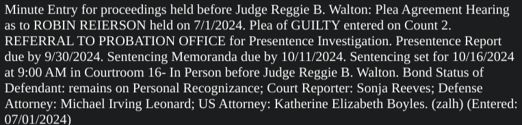 sfoguj's tweet photo. Robin Reierson's plea to Count 2 is accepted. Sentencing 10/16. https://t.co/FasjqkiqXW