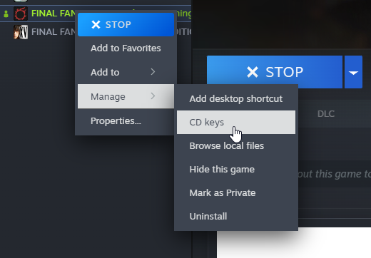 woops's tweet image. Gonna make this little thread about how steam players need to go from early access Dawntrail to actual release Dawntrail cause uh steam is dumb and so is mogstation. YOU GOTTA DO THIS OR YOU CAN'T KEEP PLAYIN!

Go to Steam, find FFXIV in your library, right-click, Manage, CD Keys