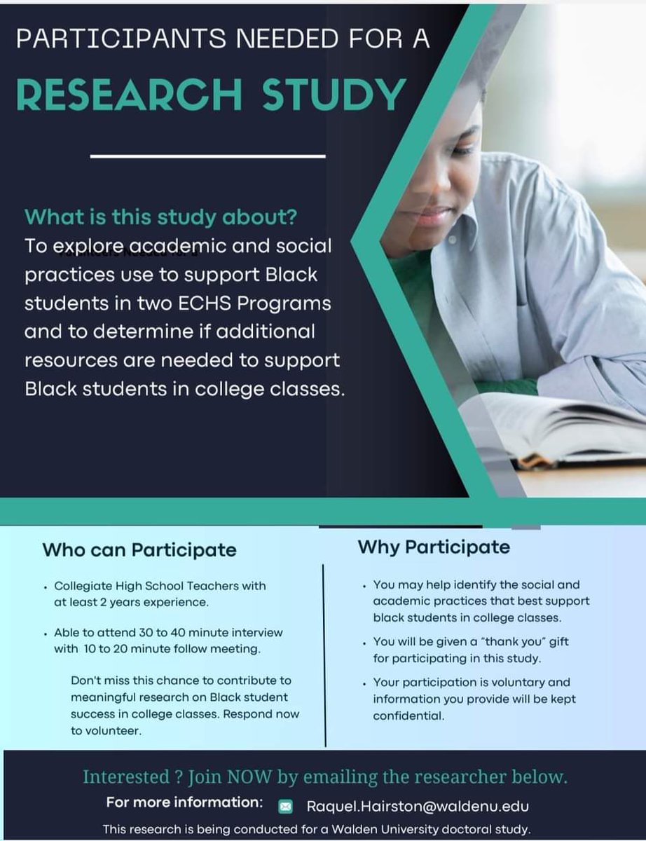 If you're an Early College High School teacher, consider participating in this research study.