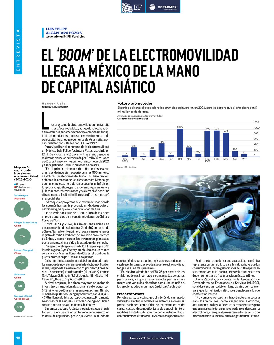 LuisFAlcant's tweet photo. Amigos, 
Les comparto del artículo de @ElFinanciero_Mx en el cual se considera mi opinión respecto a la #Electromovilidad en México. #Nearshoring https://t.co/DryZxIt5Bx