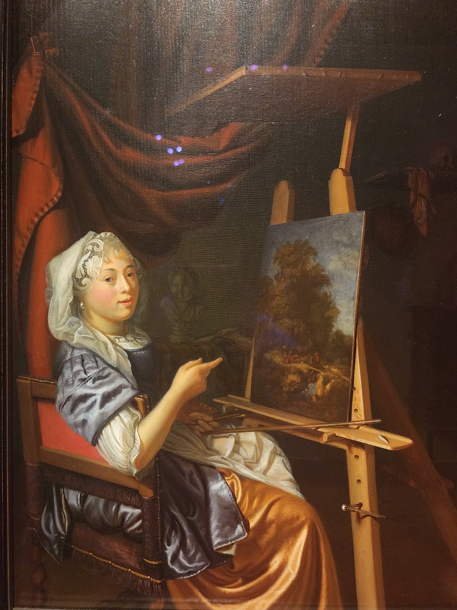 DESIGN_1_1's tweet photo. @paulg Meet Maria Schalcken and her self-painted portrait, her works outsold Rembrandts in her time. This piece was thought to be painted by her brother Godfried- but no, little sis did it herself! Currently on exhibition at the @HighMuseumofArt in @CityofAtlanta https://t.co/u2MDg8qWD9