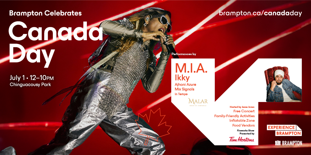 Exp_Brampton's tweet image. In just one hour, we kick off the mainstage performances at Chinguacousy Park. 🇨🇦🎉

Grab your spot, bring your friends and family and get ready to celebrate! Learn more 🔗: brampton.ca/canadaday