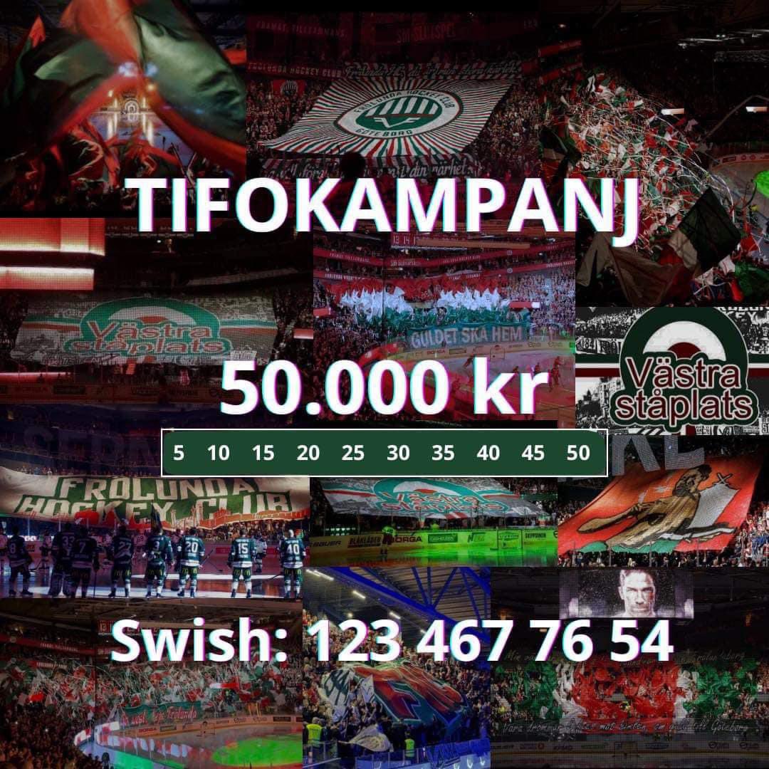 Stötta Tifofonden

Planeringen inför säsongen är i full gång och därmed behöver vi ert stöd för att kunna skapa våra koreografier, vi kör därmed igång sommarens tifokampanj. Målet är 50.000kr, det ger oss en god grund att kunna skapa inför säsongen! 
Swish: 123 467 76 54