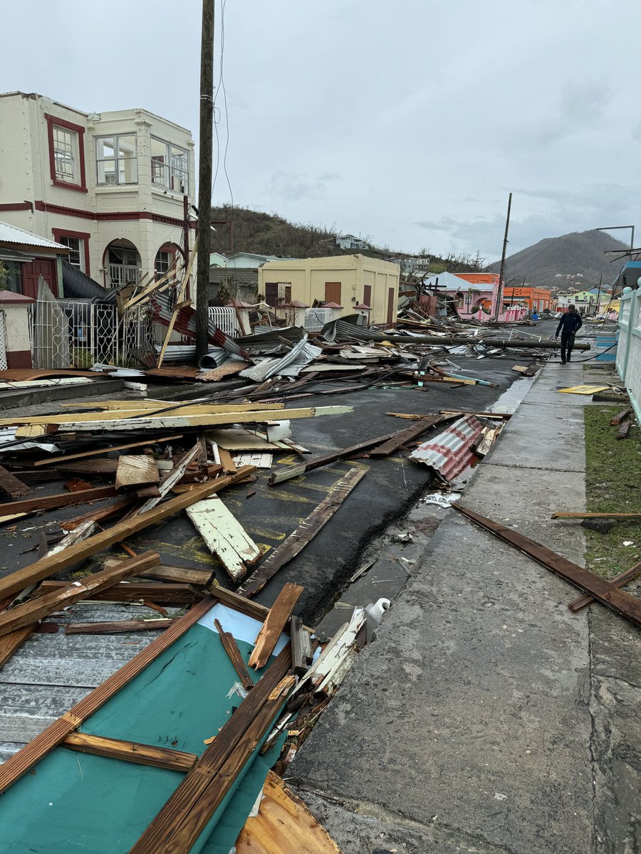Main Street in Hillsborough. 360 degree devastation from #HurricaneBeryl 
It was the most intense hurricane of my life and basically everyone else here on #CarriacouIsland I will be sharing their stories later this evening on my YT channel.