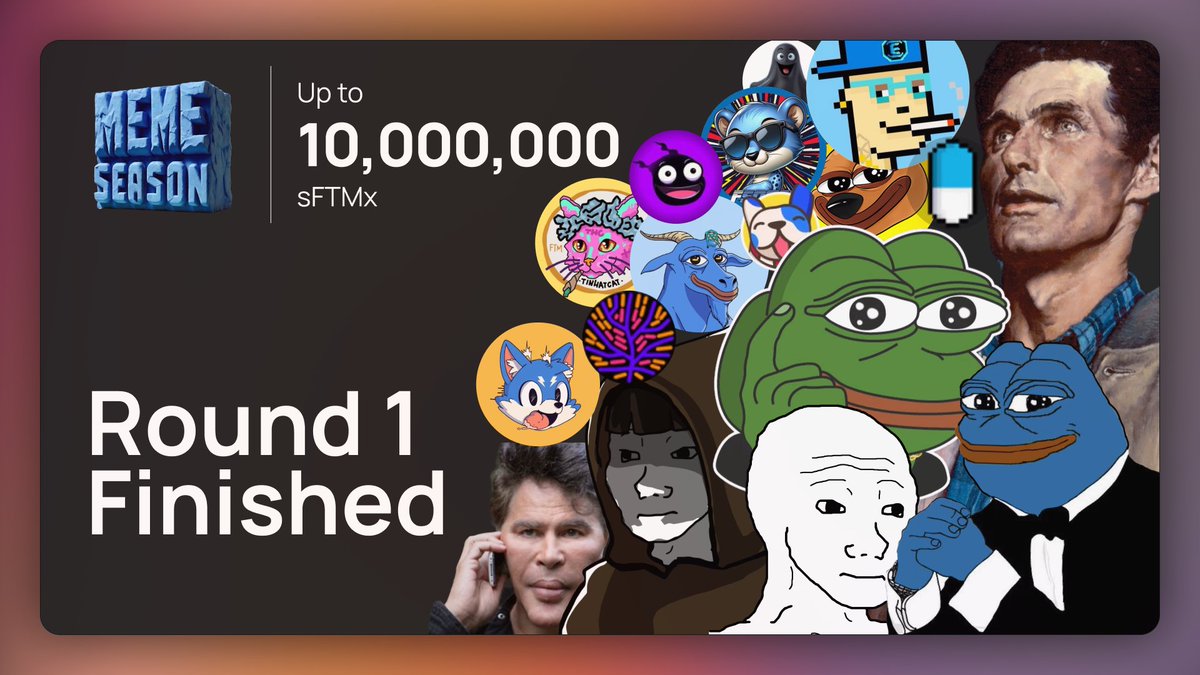 SonicLabs's tweet photo. 🥳 Meme Season Round 1: DONE! 🥳

Over a dozen memecoins and their vibrant communities competed to win up to 1,000,000 $sFTMx!

🏆 We'll analyze the final on-chain data and reveal the winners this week.

Also, stay tuned for Meme Season's 2nd round, featuring exciting changes 👀 https://t.co/XOhWUDMToh