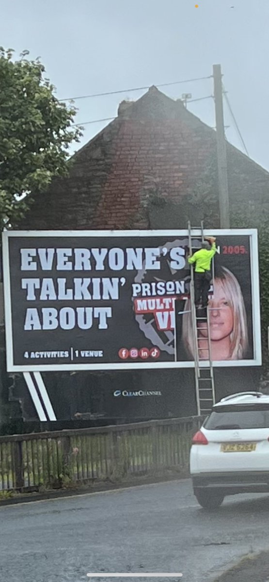 Lisa’s billboard in ards being covered up by the next advertiser. The irony in the words of the new poster…..I had to share! Everyone’s talking about prison. #LetsFindLisa