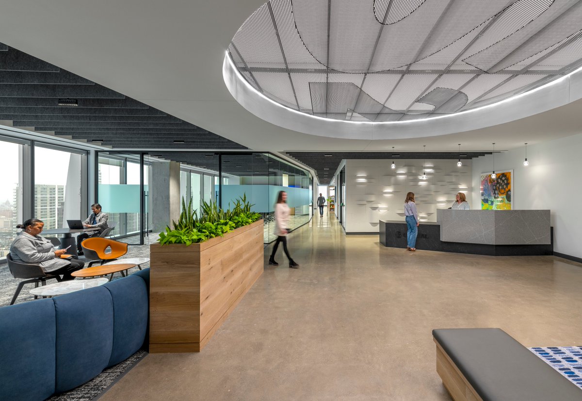 USAILighting's tweet photo. Micro Pendants are suspended between recycled felt sound absorption elements at the new offices of real-estate firm S2 Capital. Micro Pendant's rectilinear form factor makes it the perfect match for slat ceilings.
.
.
.
Architect: Smith Group
Photo: WadeGriffith https://t.co/uewnVgufiq