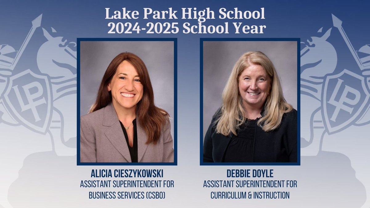 Today officially marks the first day of the 2024-2025 school year! #WeAreLakePark is filled with such #LancerPride welcoming two new Assistant Superintendents to the District Office. <a href="/ACieszykowski/">Alicia Cieszykowski</a> will lead business services &amp; Debbie Doyle will oversee curriculum &amp; instruction.