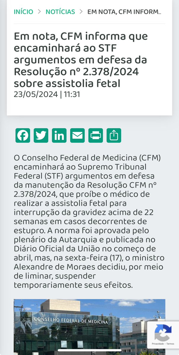 drcecotti's tweet photo. Pegou mal para o CFM.

Depois de criarem exatamente uma proibição de aborto após 22 semanas em caso de estupro (revertida pelo STF e que gerou a reação do congresso) levando à PL do estuprador, o CFM diz que não teve nada a ver com a história.

O protagonista virou só cenário. https://t.co/rX4JF9yoWo