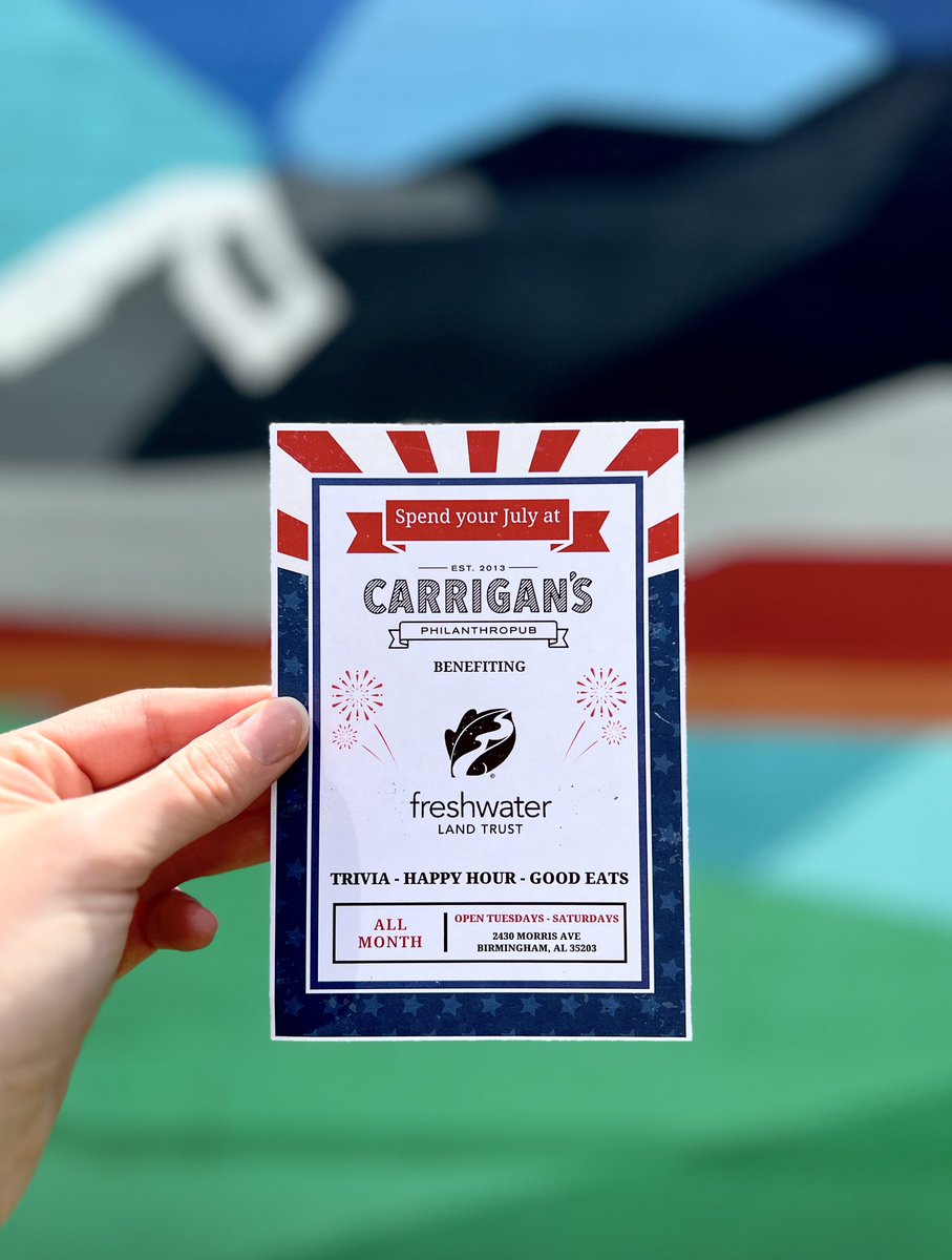 All throughout July, Carrigan’s Pub (now a “philanthropub”) will be donating its proceeds to Freshwater Land Trust. Enjoy a corndog, attend happy hour with your co-workers, or play Wednesday night trivia, all while supporting us in our mission to conserve land and build trails!