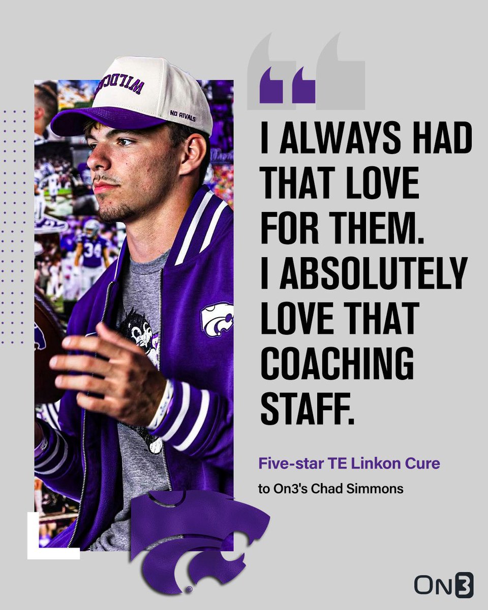 NEWS: 5-star TE Linkon Cure commits to #KansasState over Kansas, Oregon and Texas A&amp;M. 

Cure details his decision: on3.com/college/kansas…