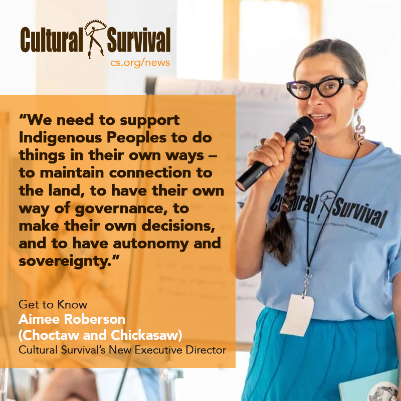 CSORG's tweet photo. #CulturalSurvival welcomes Aimee Roberson (Choctaw and Chickasaw) as its new Executive Director! Read our interview with Aimee to learn about her vision for Cultural Survival. #IndigenousSelfDetermination

https://t.co/xxYp7LVmMt https://t.co/NwHpUAkmYo
