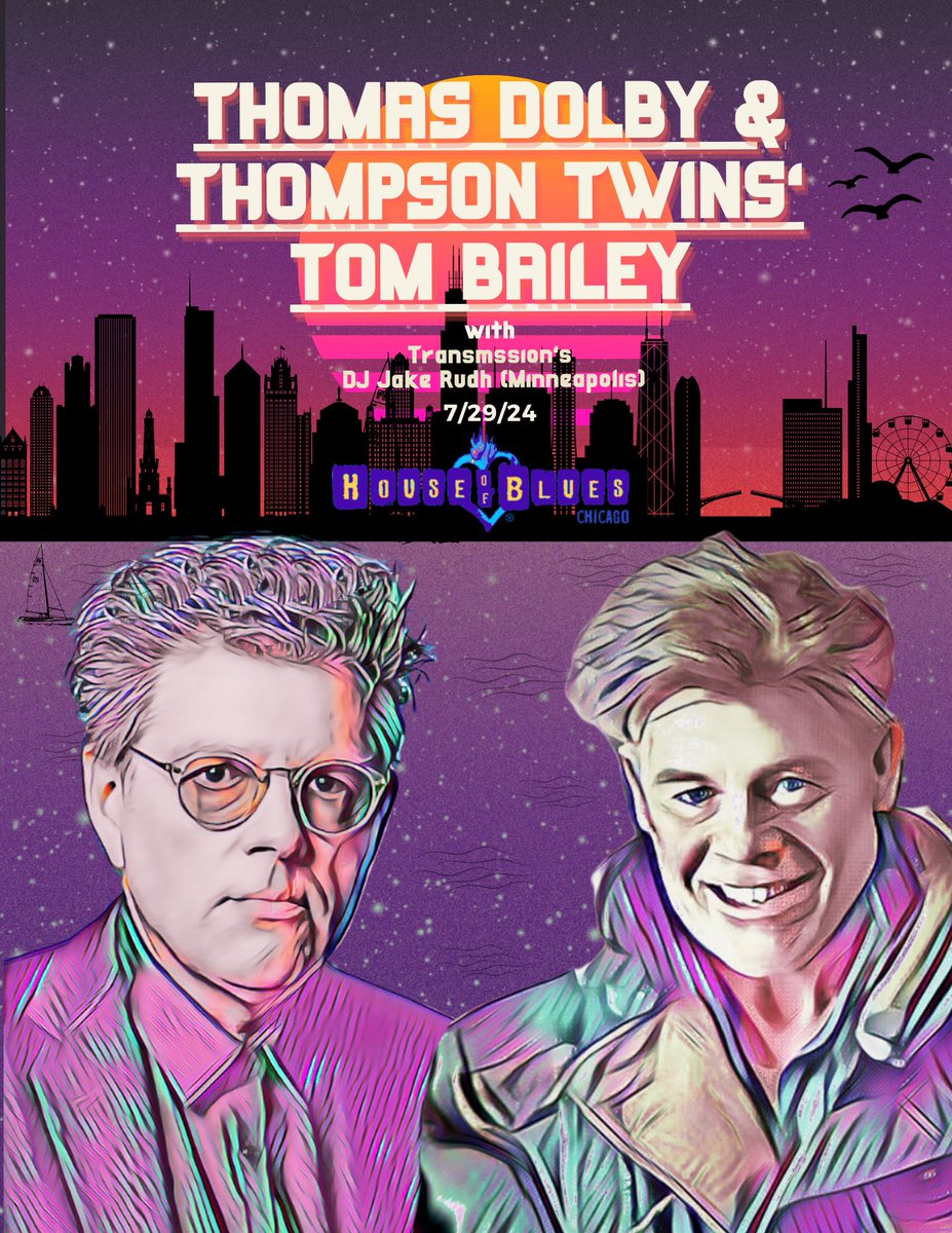 I’m excited to announce that on July 29th I will be bringing two longtime music heroes to the stage with a set at the House of Blues in Chicago - Thomas Dolby and Thompson Twins’ Tom Bailey.

Bonus that it lands on the night of my 50th birthday!

Tickets: houseofblues.com/chicago/EventD…