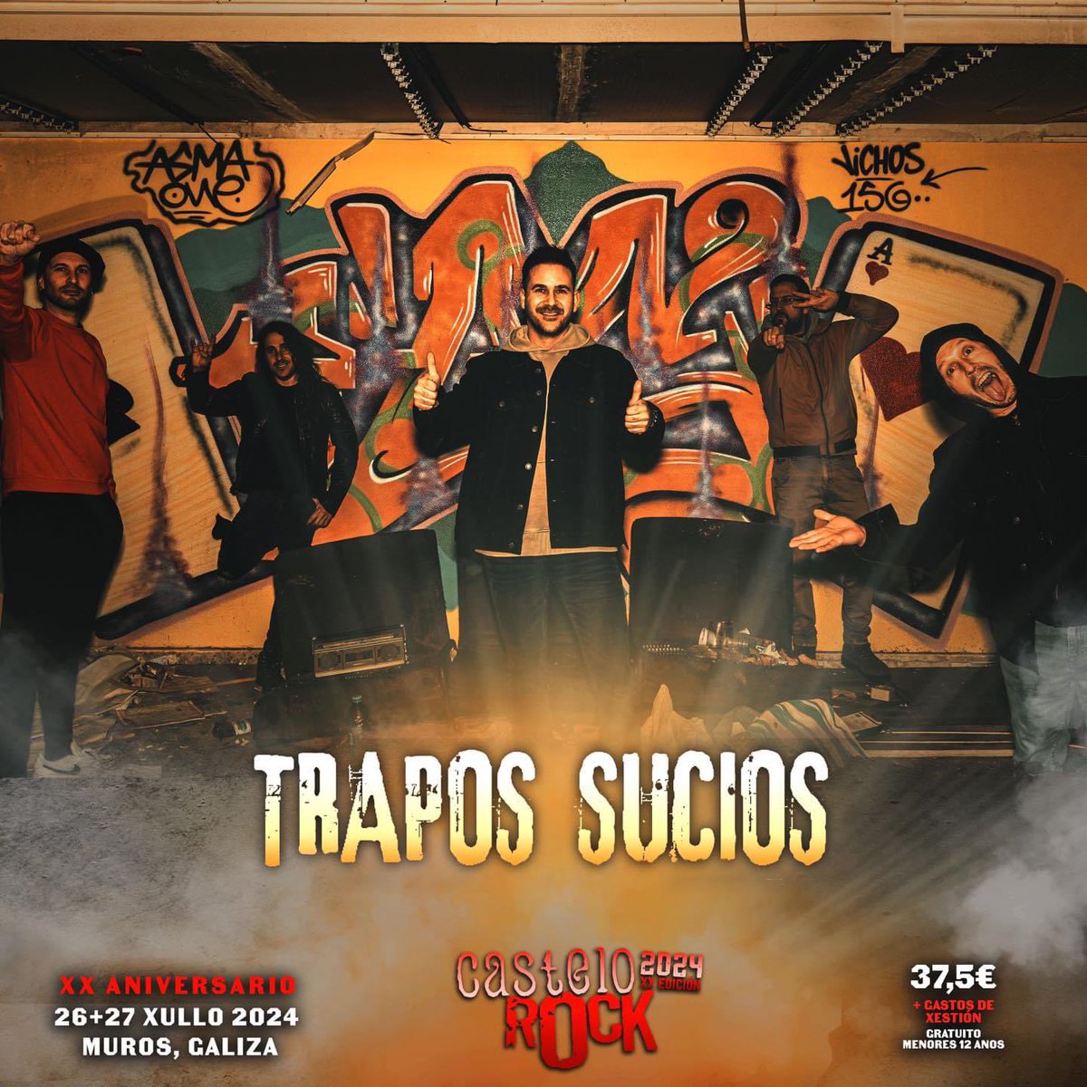 🔥Trapos Sucios🔥

Veñen ó Castelo Rock a vivir o seu último concerto, 🥳🤩 será a derradeira oportunidade de ver e
entender porque este grupo representa unha parte tan importante da música muradana. 🙌🏾

#CasteloRock2024 #XXAniversario