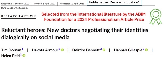 Institutions used metaphors of heroism to celebrate medical graduates whilst the graduates identified themselves as incapable, vulnerable and fearful because the institutions had not taught them to practise. …epublications.onlinelibrary.wiley.com/doi/full/10.11…