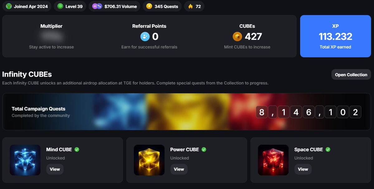 cunadocripto's tweet photo. 🟦🟨🟥 Ya tengo en mi poder los 3 Infinity CUBEs
Segundo Airdrop de Layer3 completado con éxito ✅
Espero que todas y todos vosotros también los hayáis minteado.
¿Cómo lleváis este segundo airdrop 🪂?
Tengo buenas sensaciones con Layer3.
#layer3 #infinitycubes