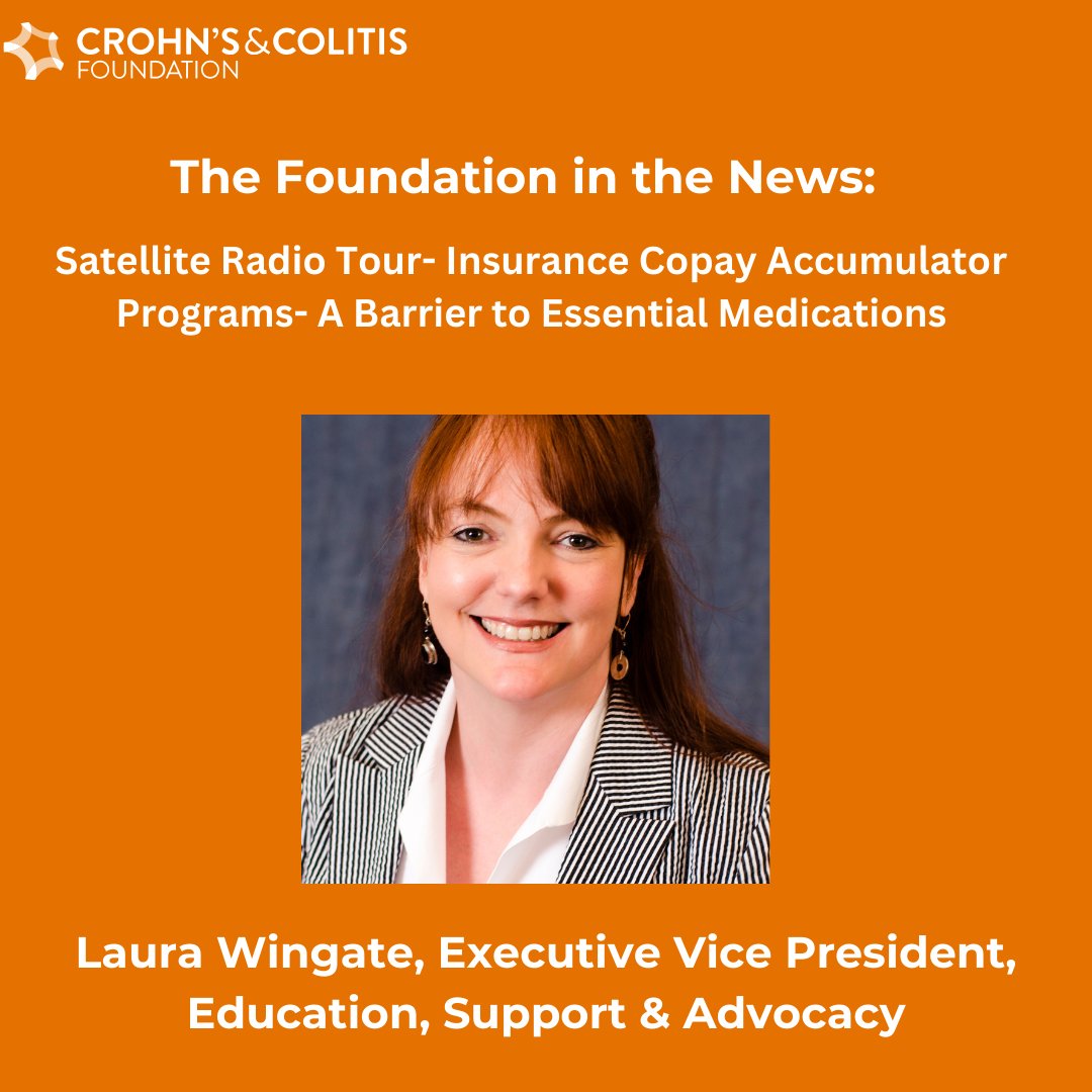 CrohnsColitisFn's tweet image. Laura Wingate, EVP, Education, Support, &amp;amp; Advocacy, appeared on more than a dozen national radio shows about how to fight copay accumulators used by insurers. For resources, click here bit.ly/4bqDeJp Thank you to @Pfizer for supporting this radio tour.