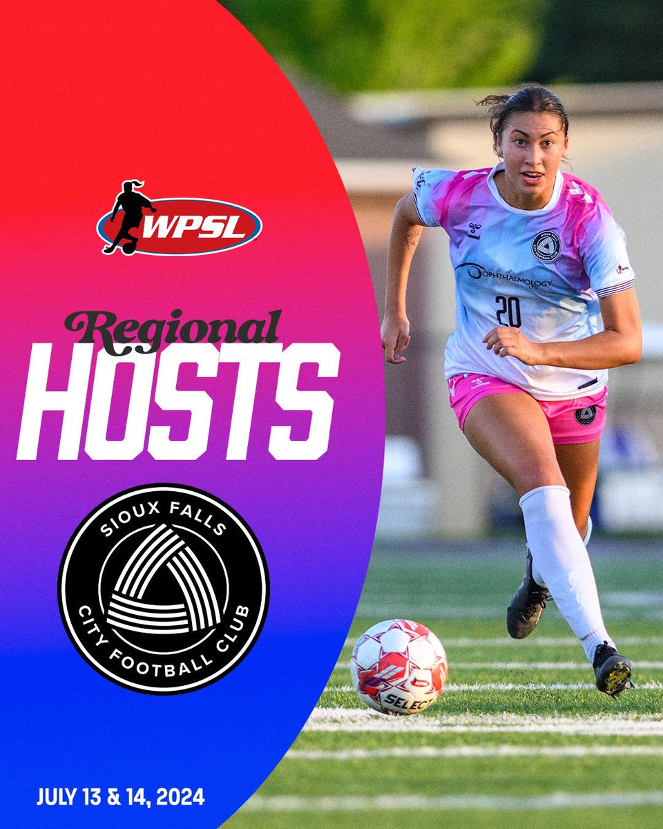 WPSL's tweet photo. Regional Playoffs 🔜

📍 Sioux Falls, SD

@SiouxFallsCity is set to host the @WPSLCentral playoffs on July 13-14. Official bracket to be released next week.

📸 @TravisGallipo https://t.co/kAaij0yeli