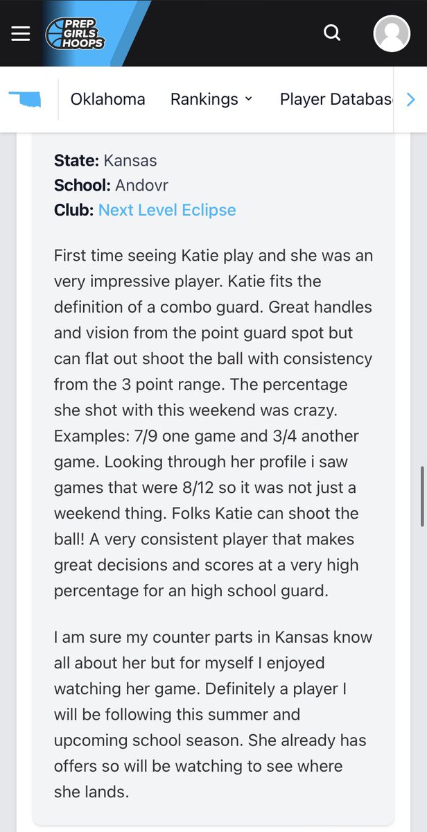 Katie Evans (@katieaevans5) on Twitter photo Thank you <a href="/coachjvick1/">Coachjvick (new)</a> for the write up! Loved getting to play and compete with my team this weekend! <a href="/NxtLevel2025/">Next Level 17U</a> <a href="/CoachKDHS/">Kimberly “Coach K” Carbonell</a> <a href="/PGHKansas/">Prep Girls Hoops Kansas</a> Thank you <a href="/coachjvick1/">Coachjvick (new)</a> for the write up! Loved getting to play and compete with my team this weekend! <a href="/NxtLevel2025/">Next Level 17U</a> <a href="/CoachKDHS/">Kimberly “Coach K” Carbonell</a> <a href="/PGHKansas/">Prep Girls Hoops Kansas</a>