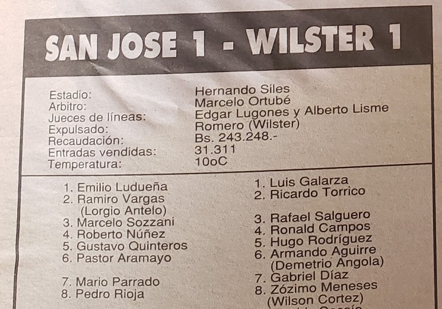 ClubSanJose's tweet photo. Planilla San Jose 1 - 1 Wilstermann, Partido por el Subcampeonato de 1993 https://t.co/yW08A4aceP https://t.co/HuH1SDl7ox