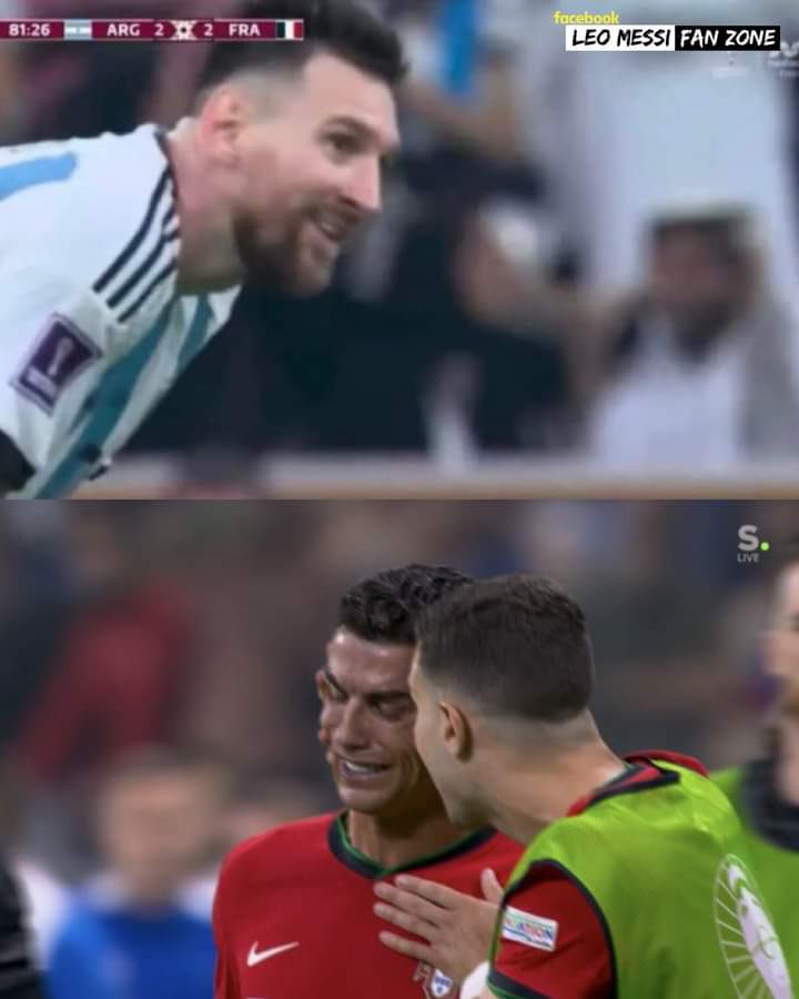 Bugün Cristiano Ronaldo penaltı kaçırınca ağladı, Lionel Messi ise Mbappe'nin Dünya Kupası finalinde eşitliği sağlamasının ardından gülümsüyordu.

Pes etmek kanında yok.