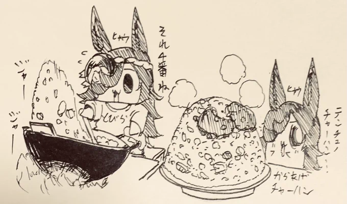 ヒャウ…お昼ごはん🍚(唐揚げ炒飯)