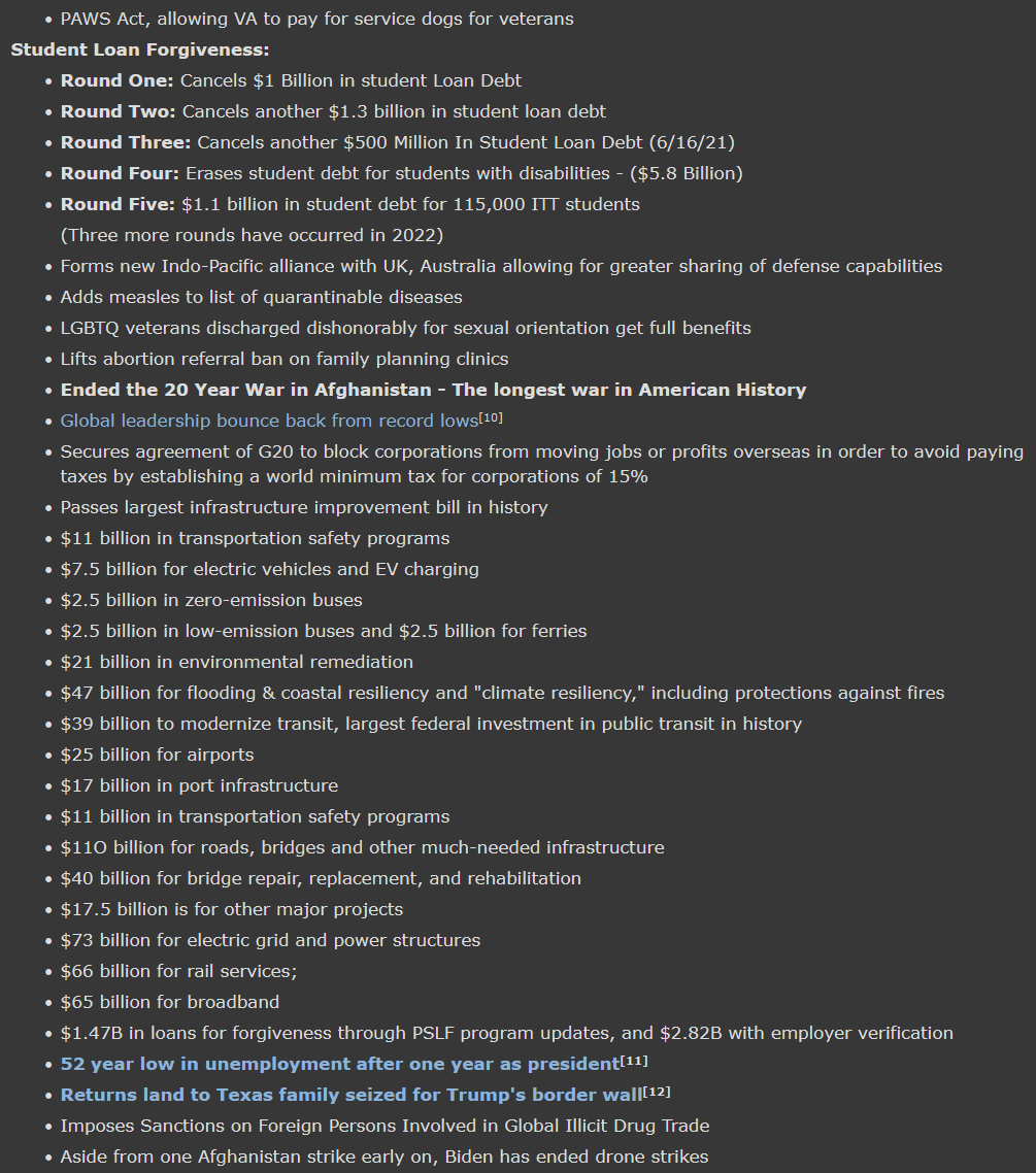 Herostratus356's tweet photo. A long master list of Joe Biden's accomplishments sorted by year.

2021: https://t.co/mtmNcpNFZF