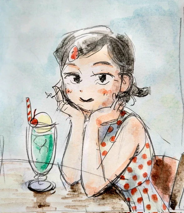 今日は近所でセミが鳴いてました! もう、夏ですね。 クリームソーダ飲みたい