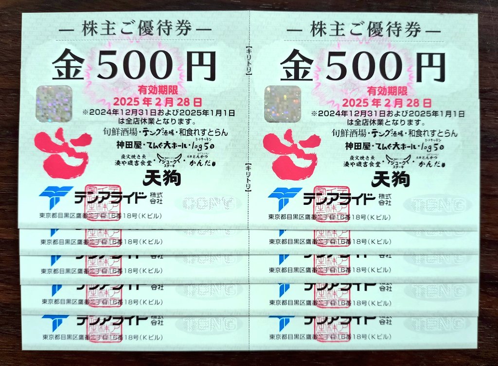 天狗 株主優待券 30000円分 30000円分) テンアライド 天狗 株主優待券 ～2022.6.30