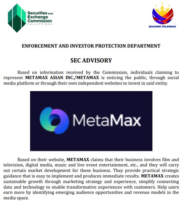It appears that MetaMax, an MLM that had made waves in the Philippines because of its "watch to earn" promises of riches has just rugged its users. Both the SEC and luminaries from the local crypto community had previously flagged MetaMax as a "task scam" and a ponzi scheme.
