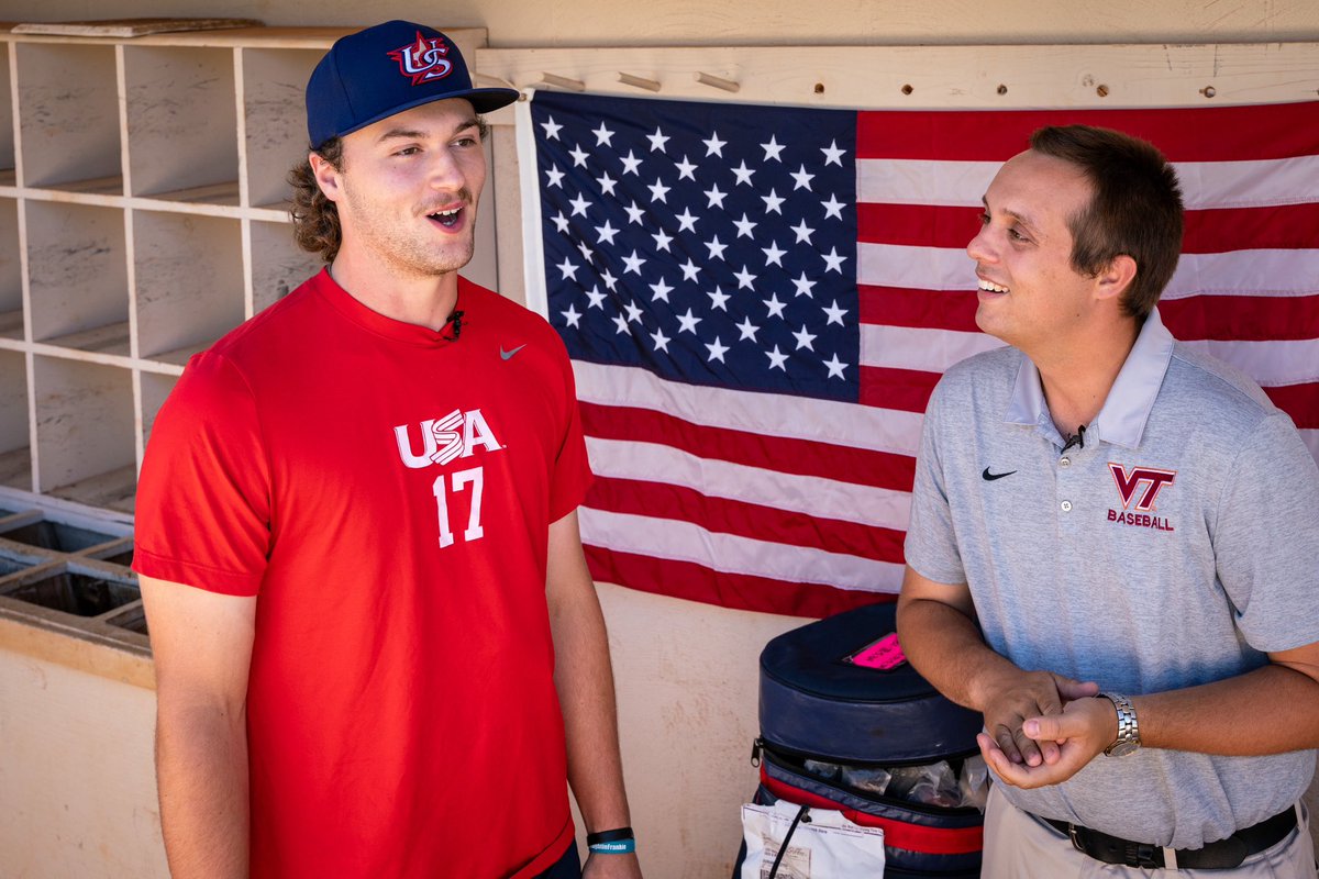 Evan Hughes (@evankhughes) on Twitter photo Major congrats to <a href="/BrettRenfrow/">Brett Renfrow</a> on being the fourth Hokie since 2021 (Cross/Hurley/Hackenberg) getting to play on <a href="/USABaseballCNT/">USA Baseball CNT</a>. A prestigious honor for him and the program!
#Hokies ๐ฆโพ๏ธ | #BIIB ๐จโพ๏ธ Major congrats to <a href="/BrettRenfrow/">Brett Renfrow</a> on being the fourth Hokie since 2021 (Cross/Hurley/Hackenberg) getting to play on <a href="/USABaseballCNT/">USA Baseball CNT</a>. A prestigious honor for him and the program!
#Hokies ๐ฆโพ๏ธ | #BIIB ๐จโพ๏ธ