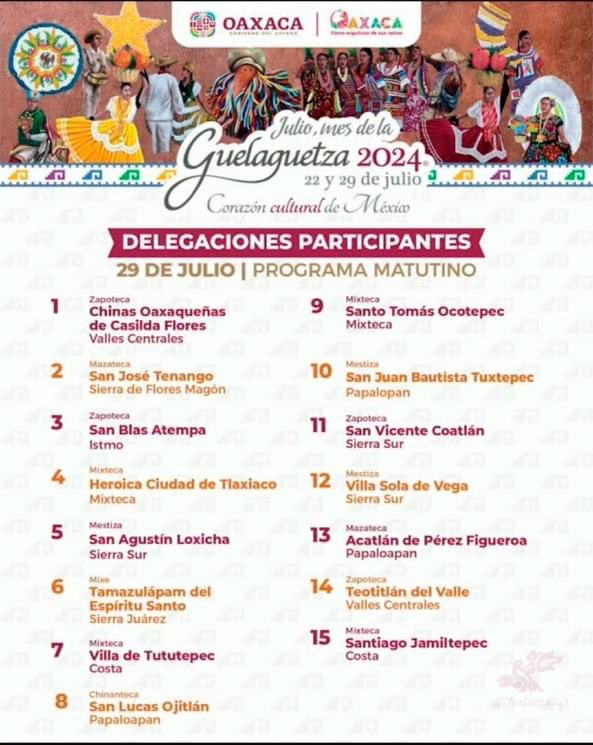 SECTUR_mx's tweet photo. Consulta el programa de la #Guelaguetza de los Lunes del Cerro 2024 en la ciudad de #Oaxaca. 🎊💯🙌🏻🥳

¡Vivamos juntos este evento imperdible en #México y el mundo! 🤩😍

#ViveOaxaca en el mes de la Guelaguetza. ✅ https://t.co/JvdZn2V96f