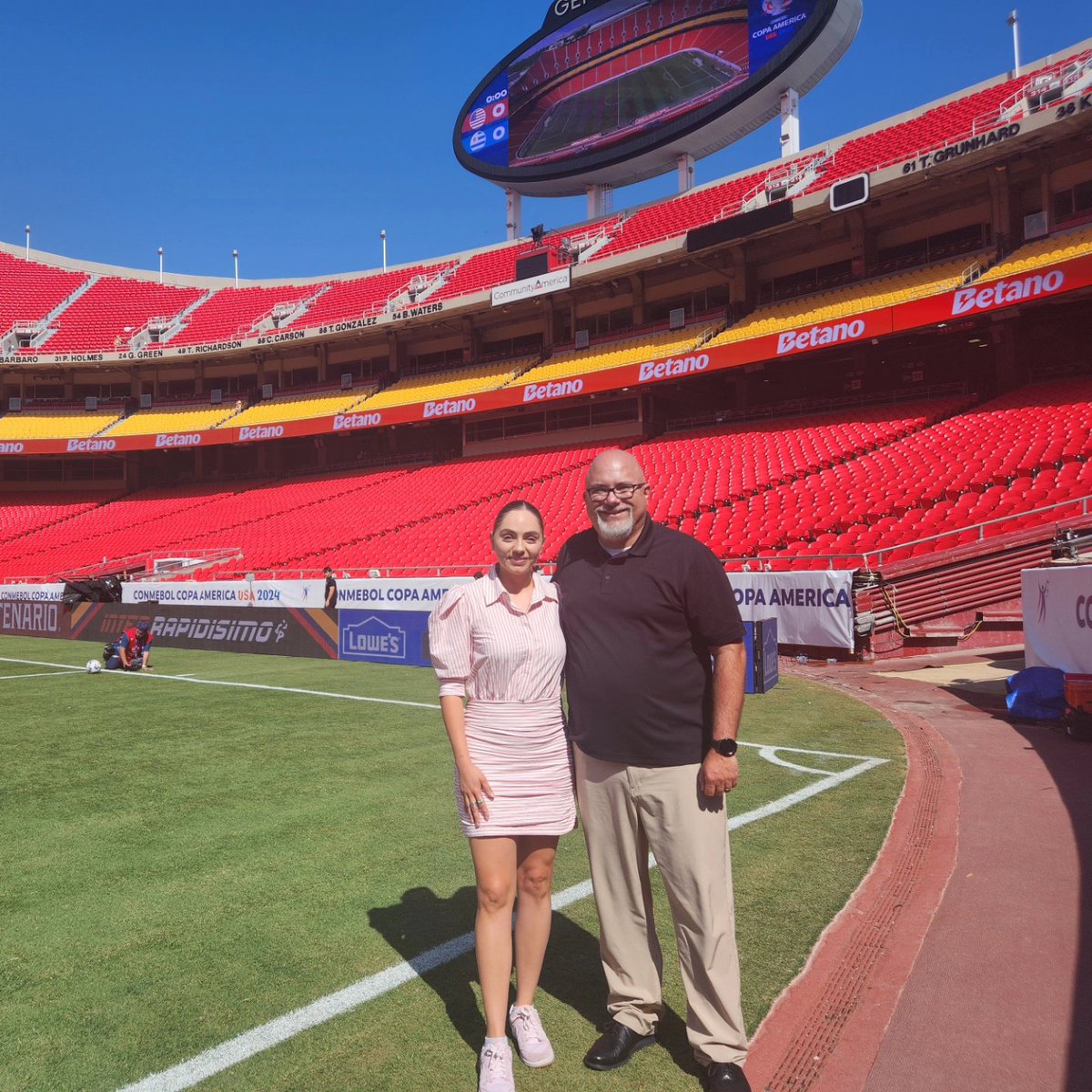 Nate Herron (@nateupdate) on Twitter photo A familiar venue in unfamiliar territory! Very excited to be announcing my 1st international sporting event at GEHA Field at Arrowhead Stadium for Copa América featuring <a href="/ussoccer/">U.S. Soccer</a> vs Uruguay! Sharing the bilingual announcing duties with the incredibly talented Hannah Bassham! A familiar venue in unfamiliar territory! Very excited to be announcing my 1st international sporting event at GEHA Field at Arrowhead Stadium for Copa América featuring <a href="/ussoccer/">U.S. Soccer</a> vs Uruguay! Sharing the bilingual announcing duties with the incredibly talented Hannah Bassham!