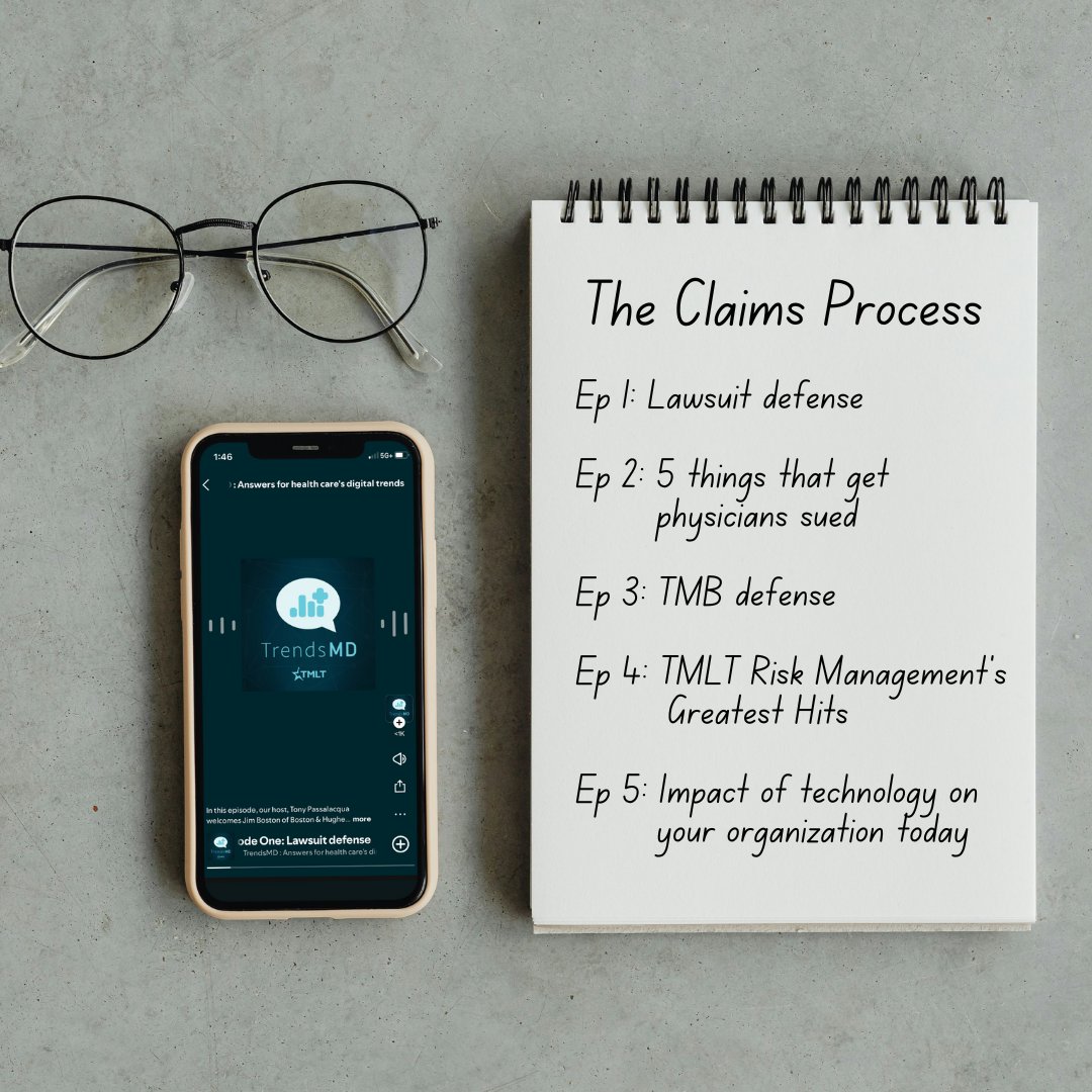 TMLT_TMIC's tweet photo. The second season of TMLT's podcast, TrendsMD, is out now!  Each episode explores a different element of the claims process. Available on Spotify, Apple, or listen directly from our website: https://t.co/hT1ctbU3Is https://t.co/WWXllDFGLN