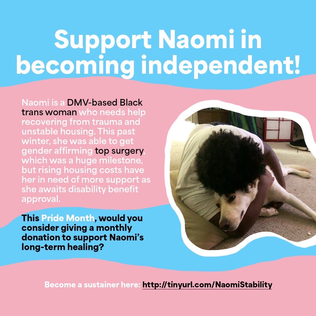 Hey, dropping another request for my friend! She’s a formerly-homeless Black trans woman with a disability. Benefits approvals are slow and her housing costs have risen. Any donations would be appreciated, and monthly donors are especially helpful! Please share! Link ⬇️